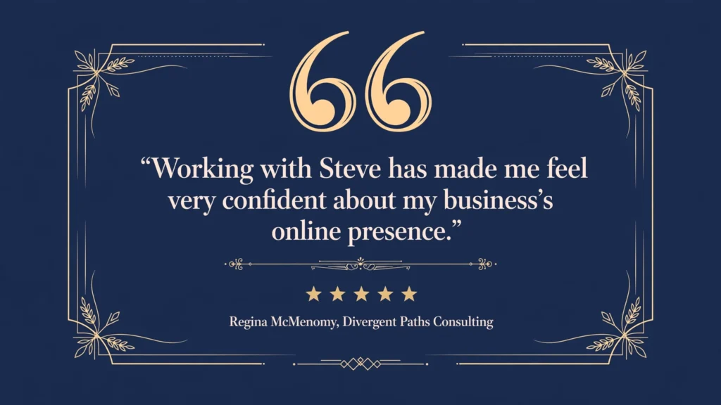 Client testimonial quote about the five-star Google review